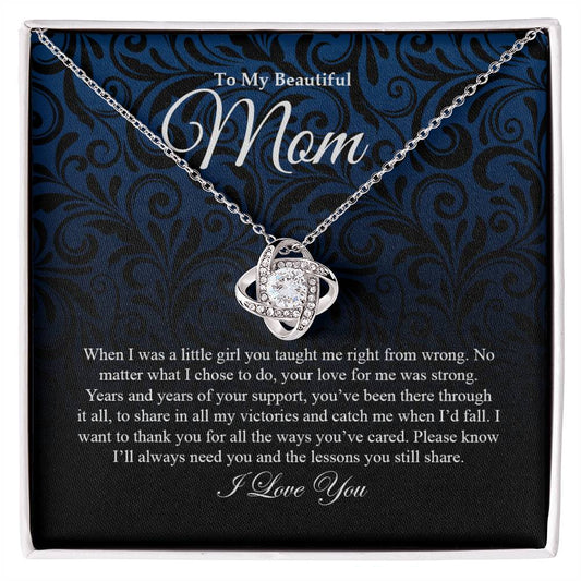 To My Beautiful Mom | I Love You - Love Knot Necklace