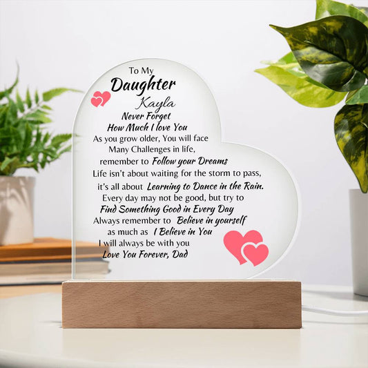 Love You Forever Daughter Acrylic Heart Plaque from Dad